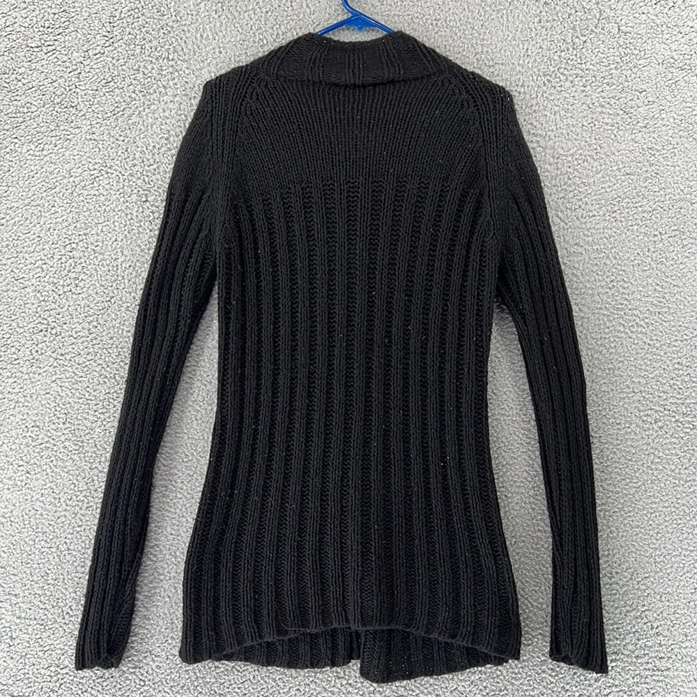 Free People‎ Button Down Cardigan Sweater Womens Medium Black Soft Stretch Fall - Picture 12 of 12